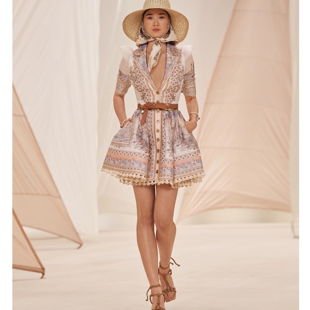 Zimmermann High Tide belted mini shirtdress in the Odyssey print